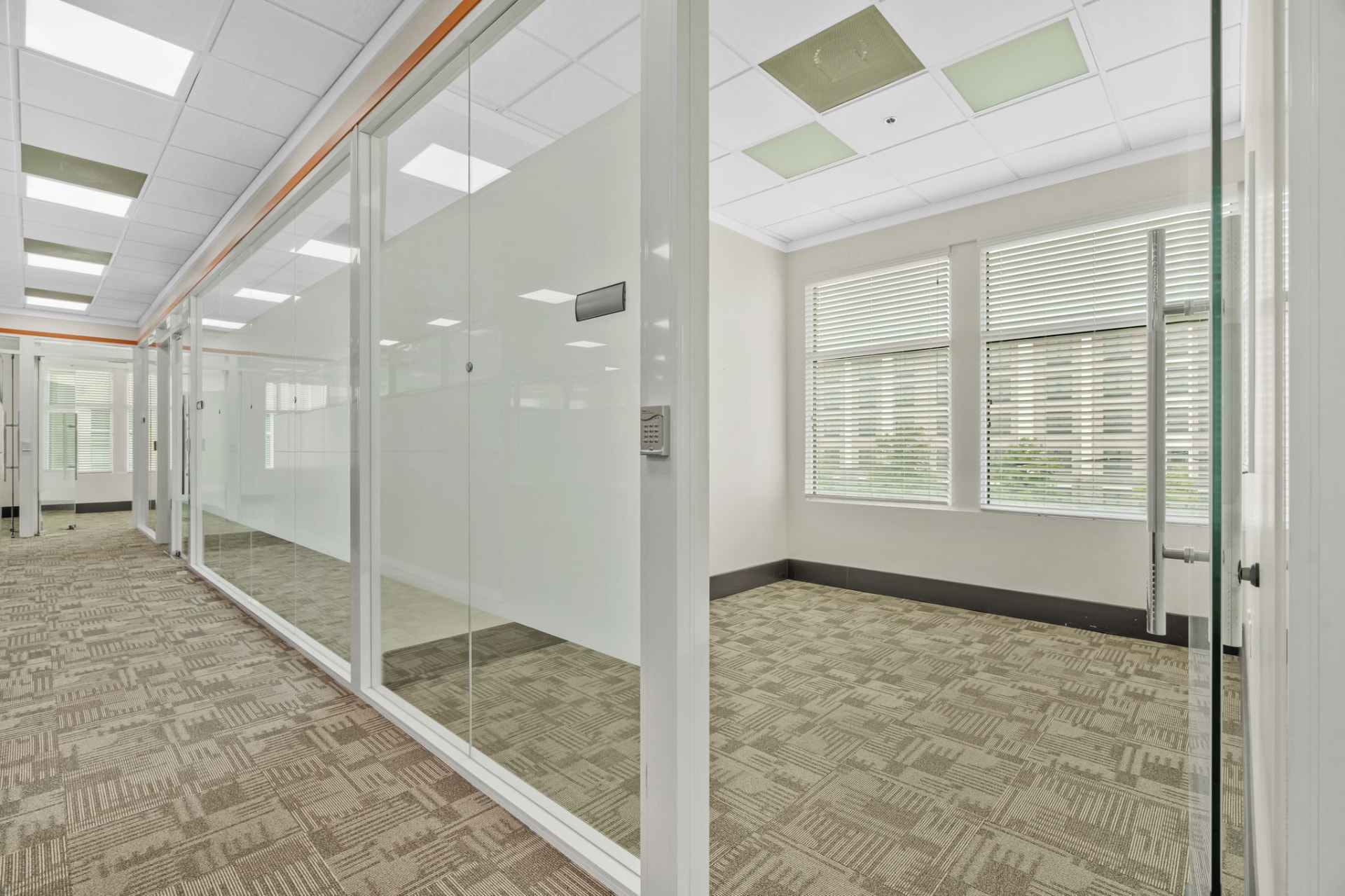 Glass office suite with windows