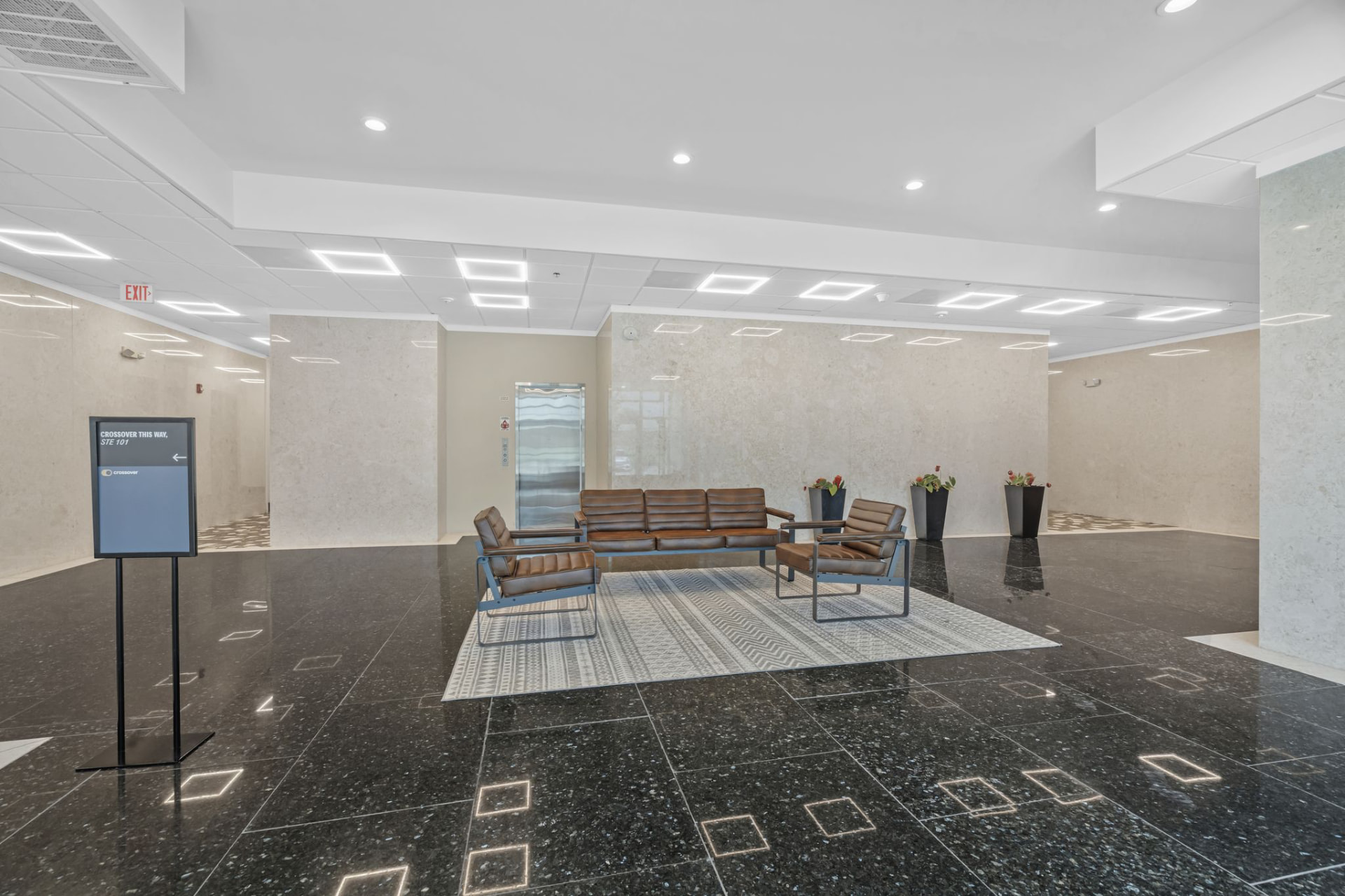 Lobby lounge with elevator