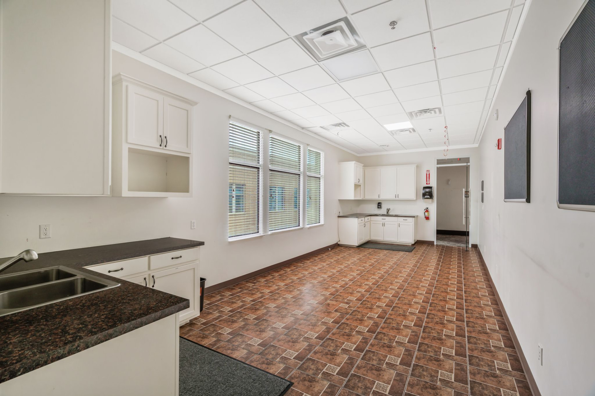 Break room with tile floors