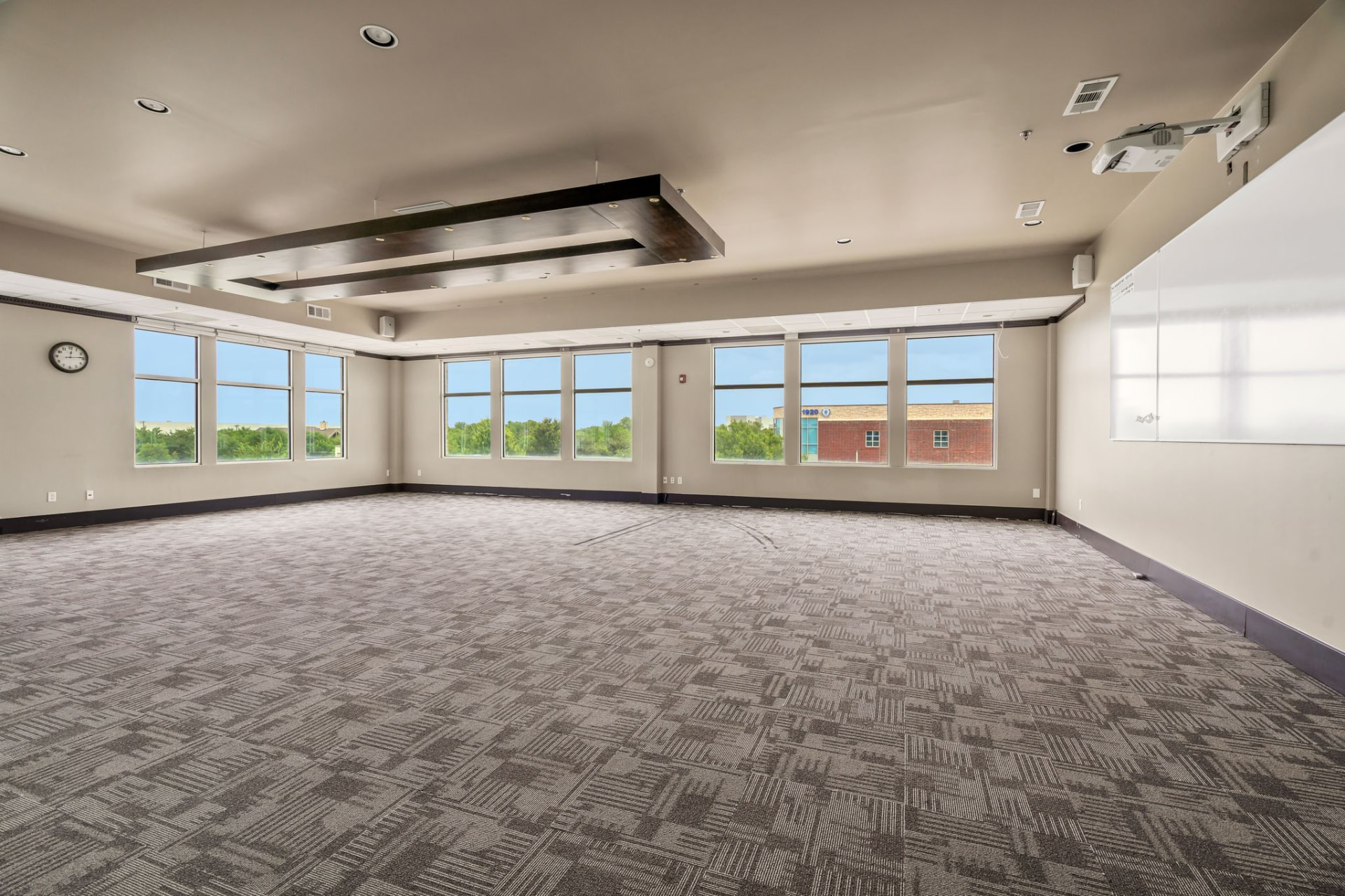 Training room with wrap-around windows