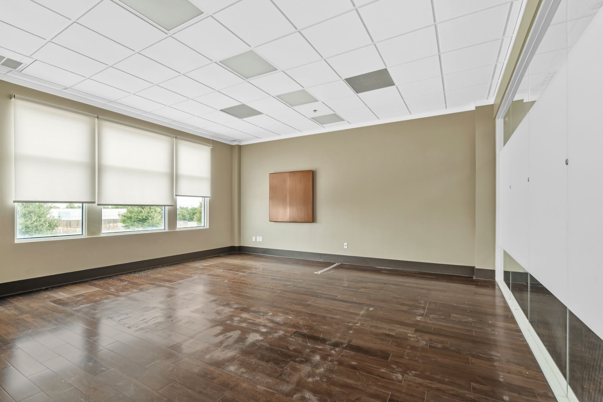 Executive office with hardwood floors