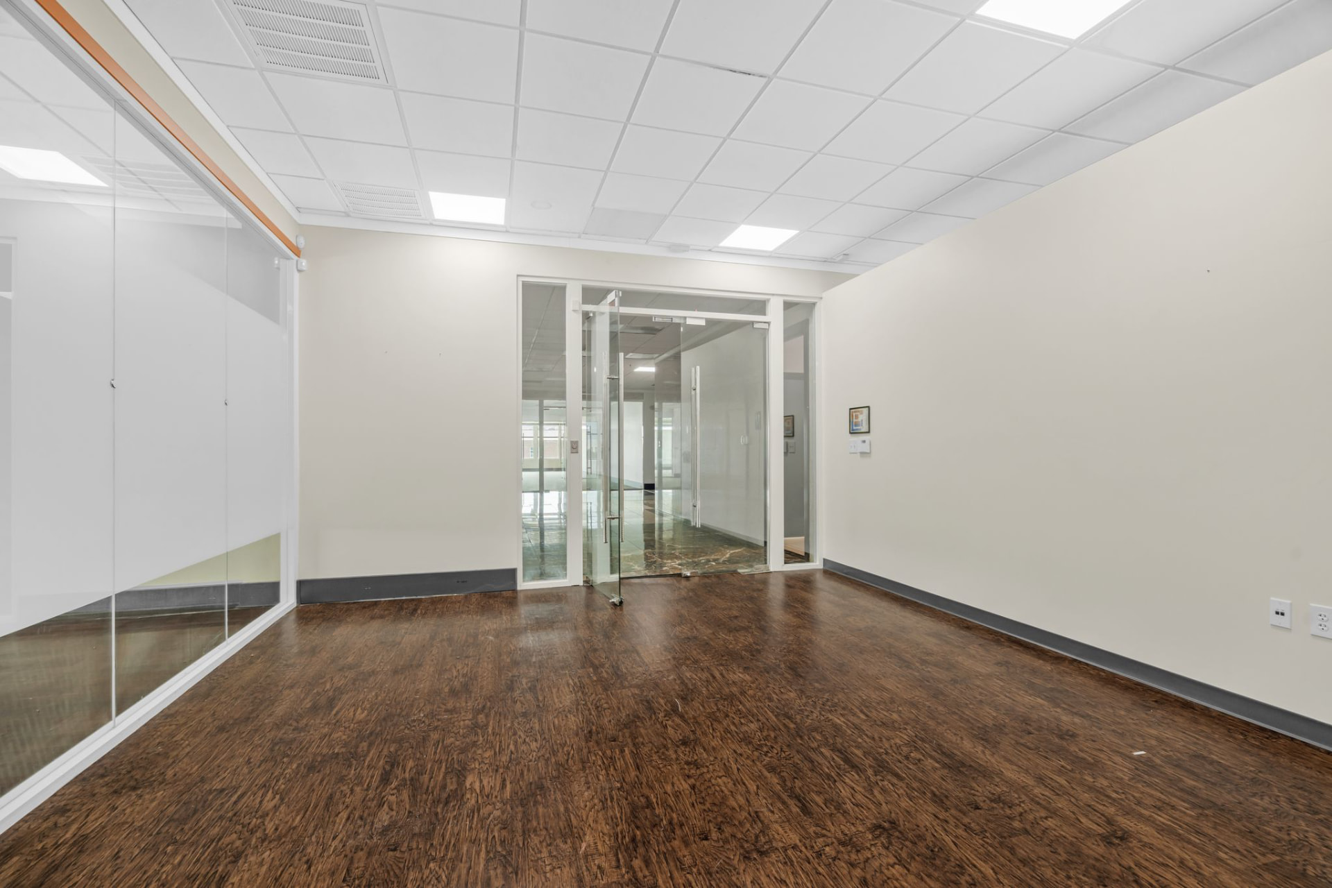 Reception suite with hardwood floors